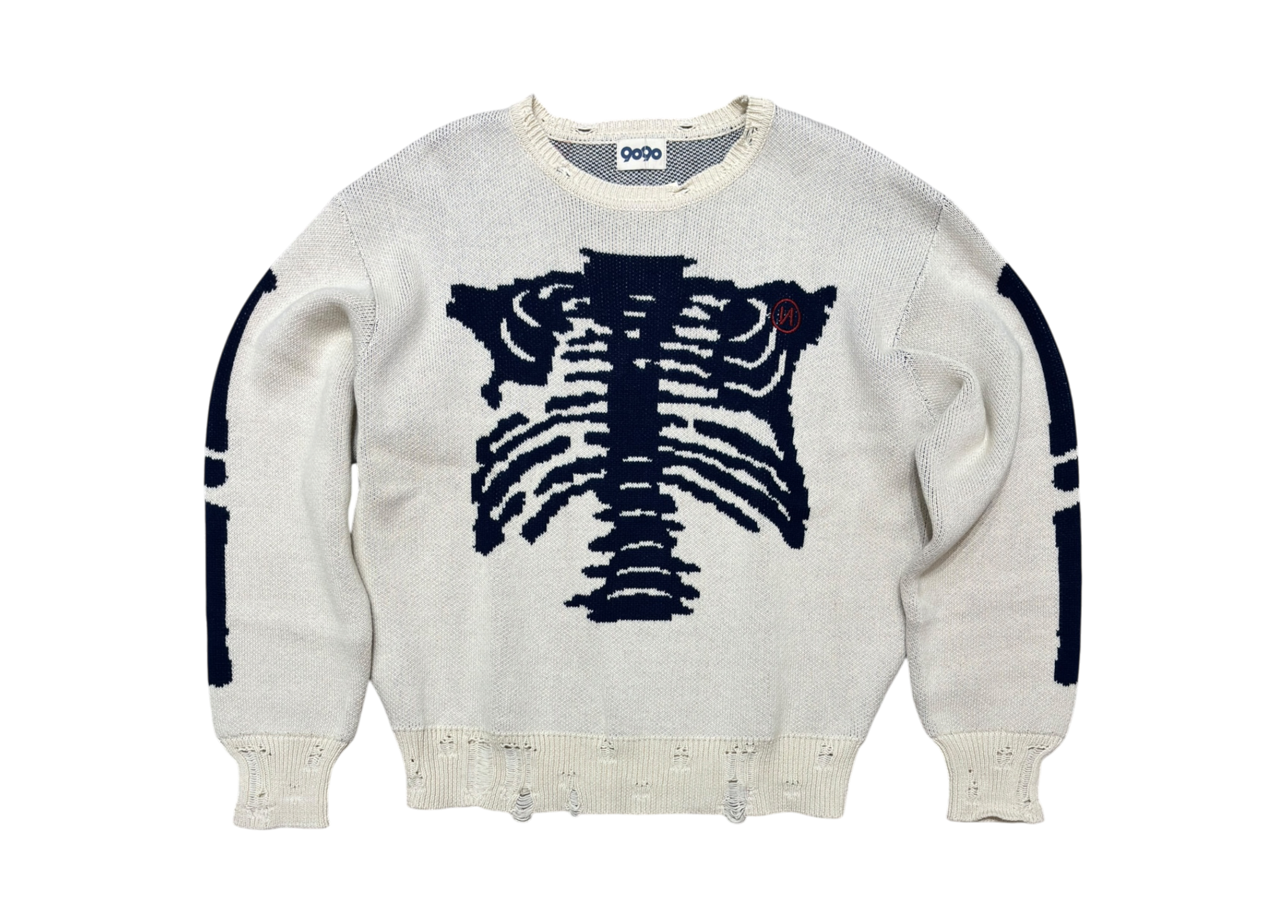 9090 Sweater Digital Bone Damage Knit Cream COND NEW