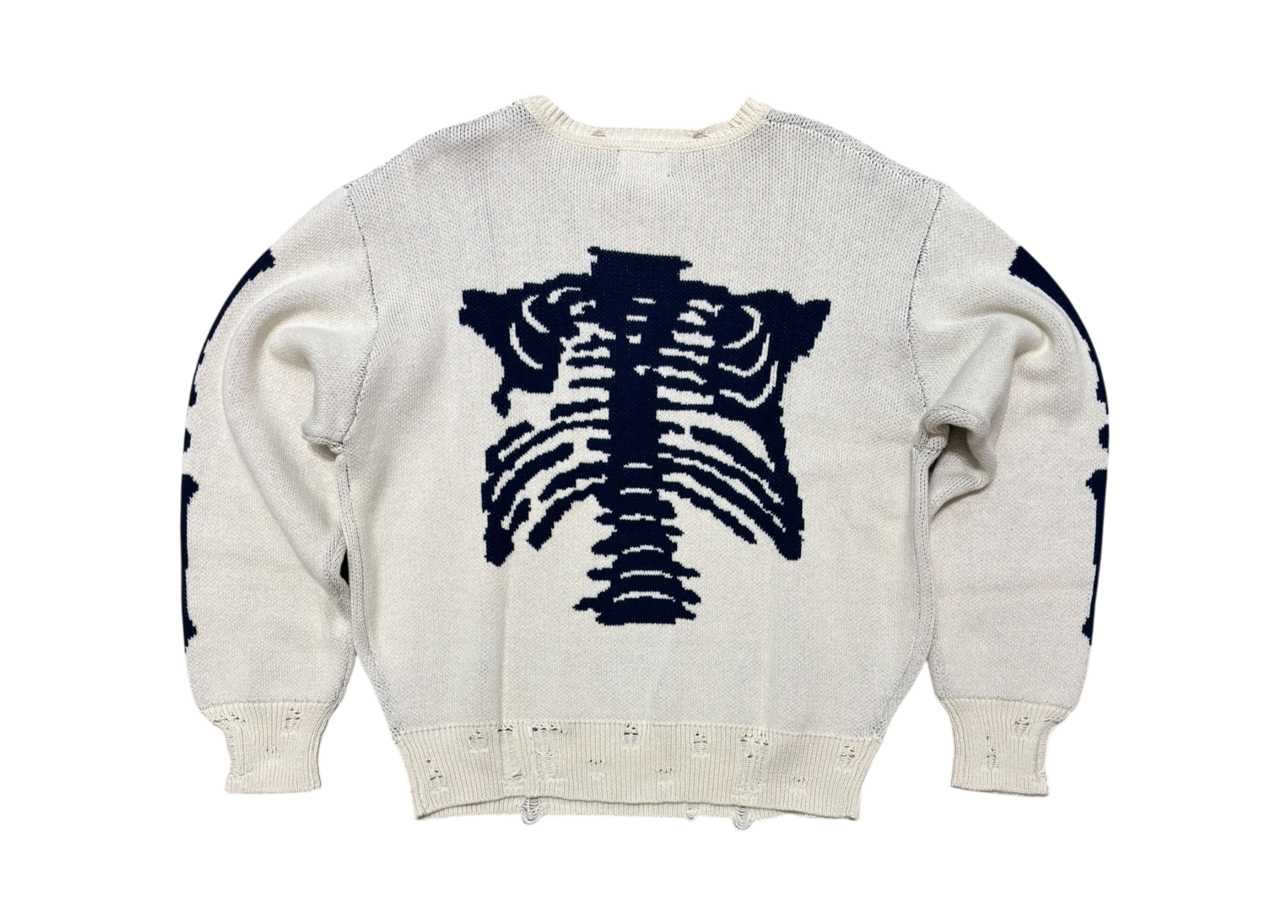 9090 Sweater Digital Bone Damage Knit Cream COND NEW