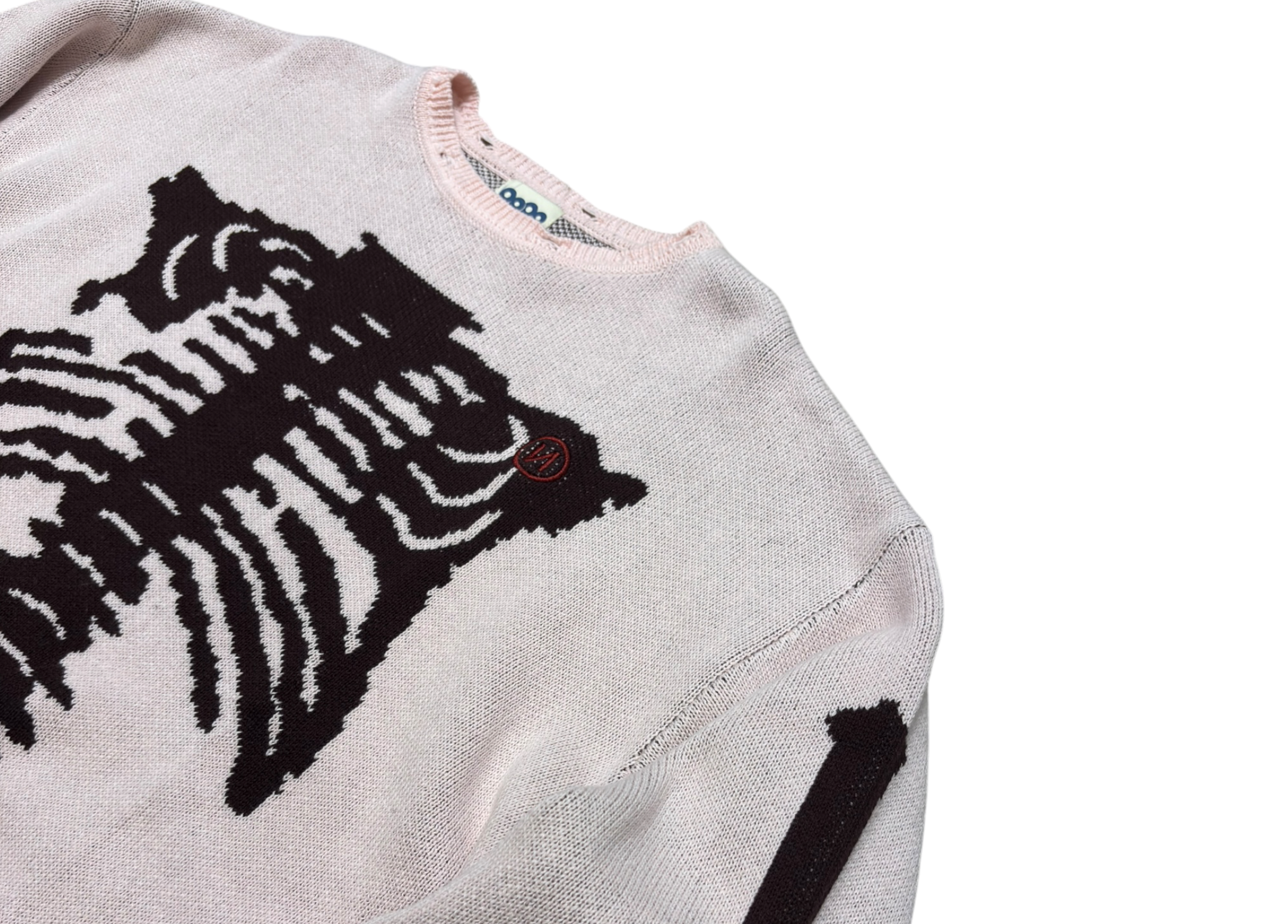 9090 Sweater Digital Bone Damage Knit Pink COND NEW