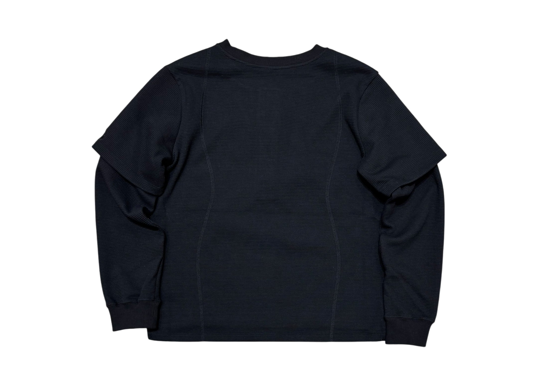 Abuku Longsleeve Layered Round Stitch Waffle Black COND NEW