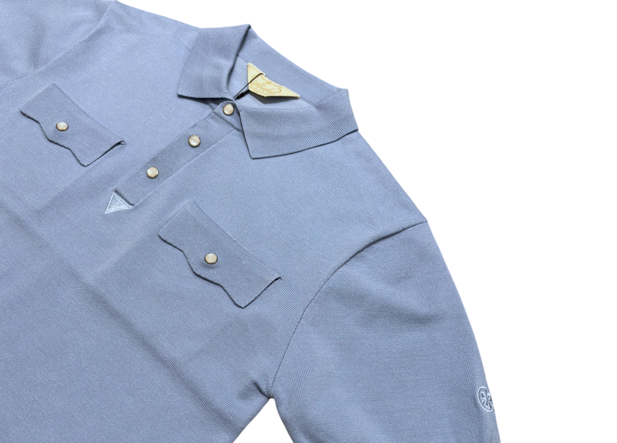 Abuku Polo Shirt Pearl Knit Western Azure COND NEW