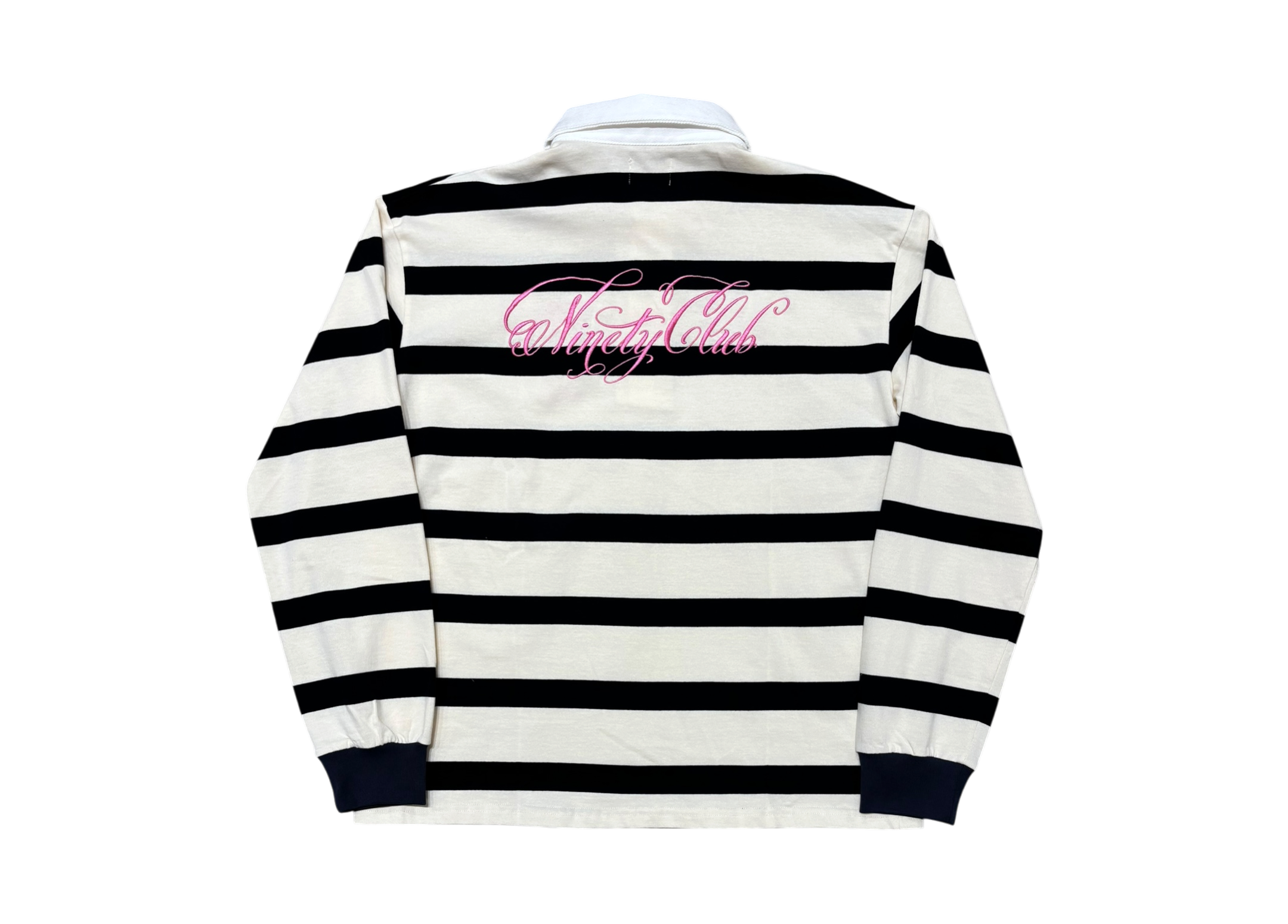 9090 Polo Shirt Rugby Striped White Black COND NEW