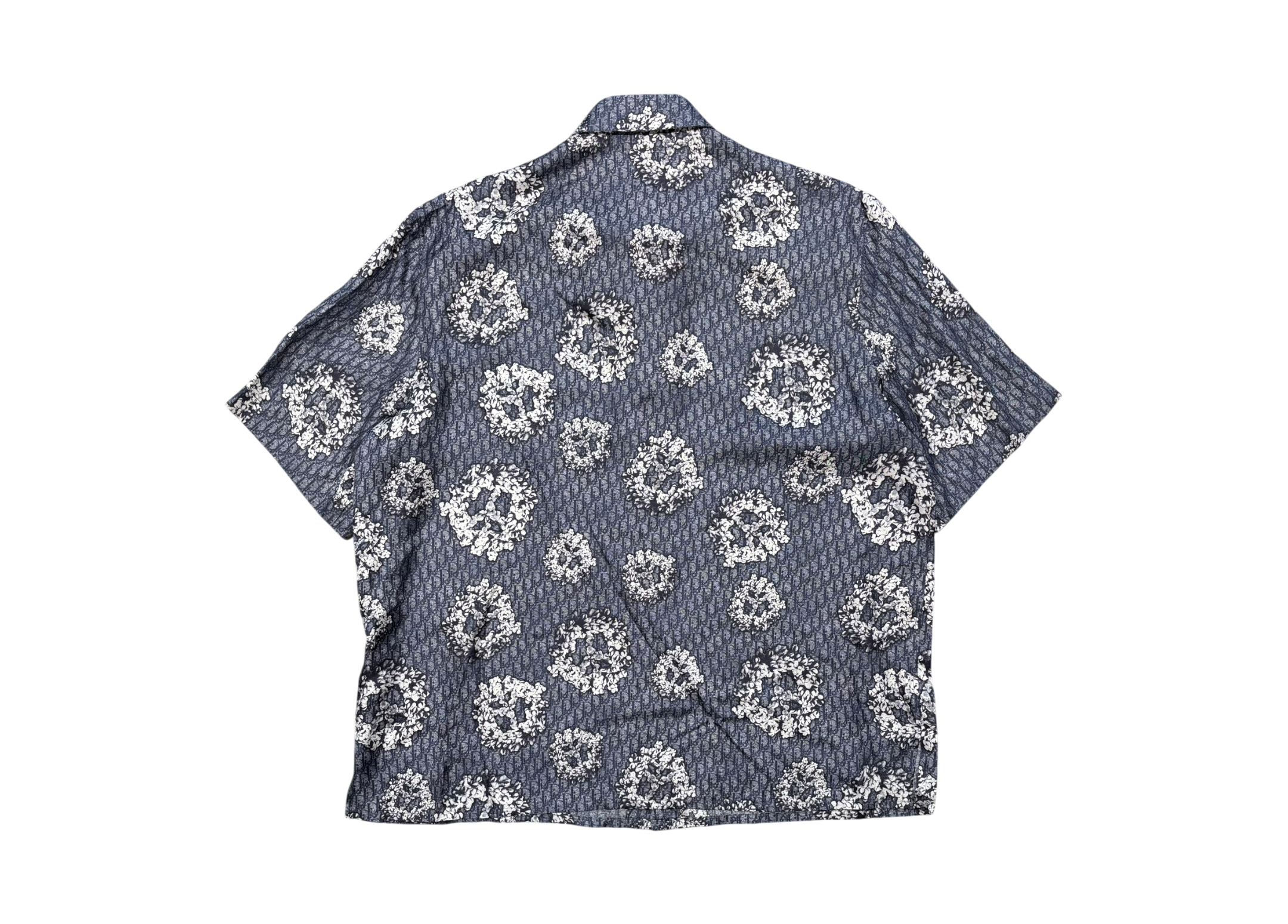 Dior Denim Tears Shirt Silk Twill Oblique Floral Blue COND NEW
