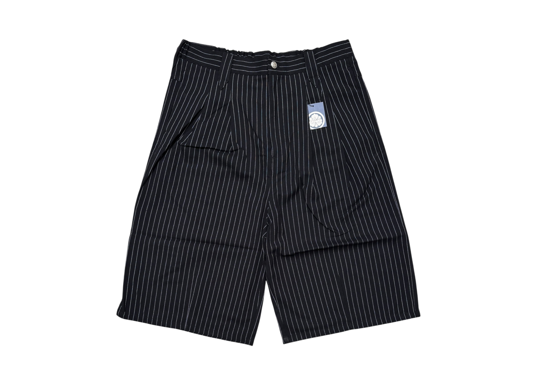 Abuku Shorts Wide Plated Striped Black COND NEW