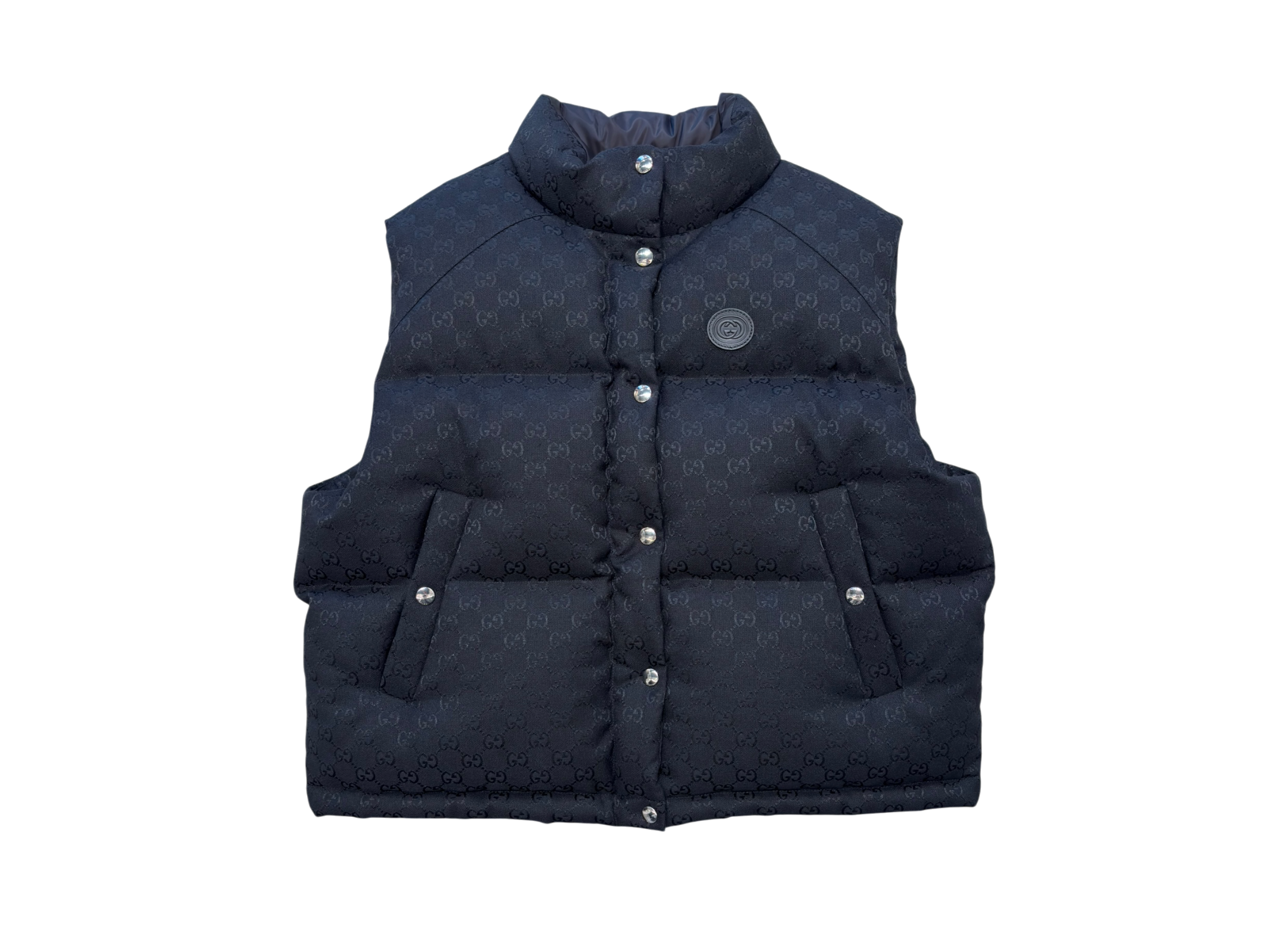Gucci Gilet Puffer Monogram Black Crop COND NEW