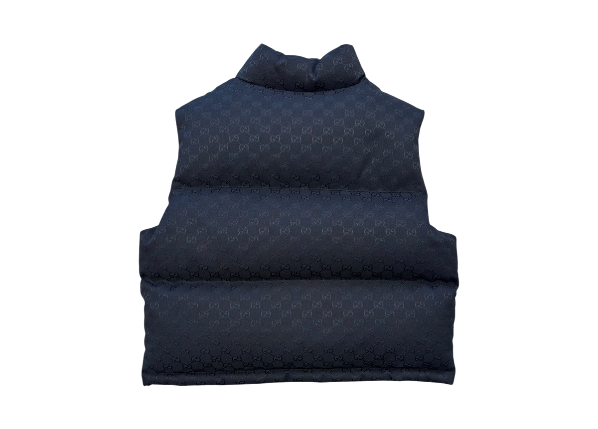 Gucci Gilet Puffer Monogram Black Crop COND NEW