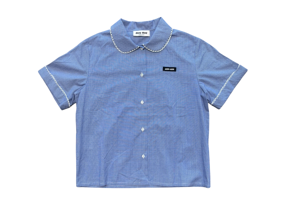 Miu Miu Shirt Check Trimmed Blue