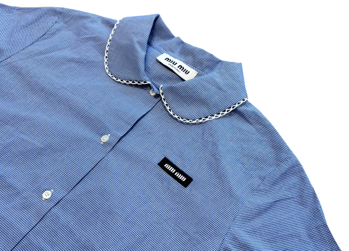 Miu Miu Shirt Check Trimmed Blue