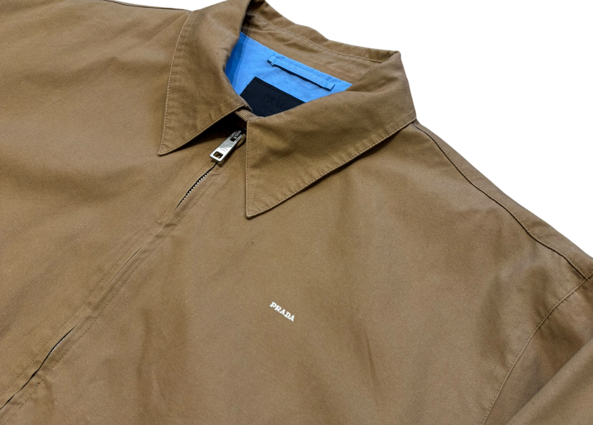 Prada Zip Jacket Cotton Blouson Camel Brown