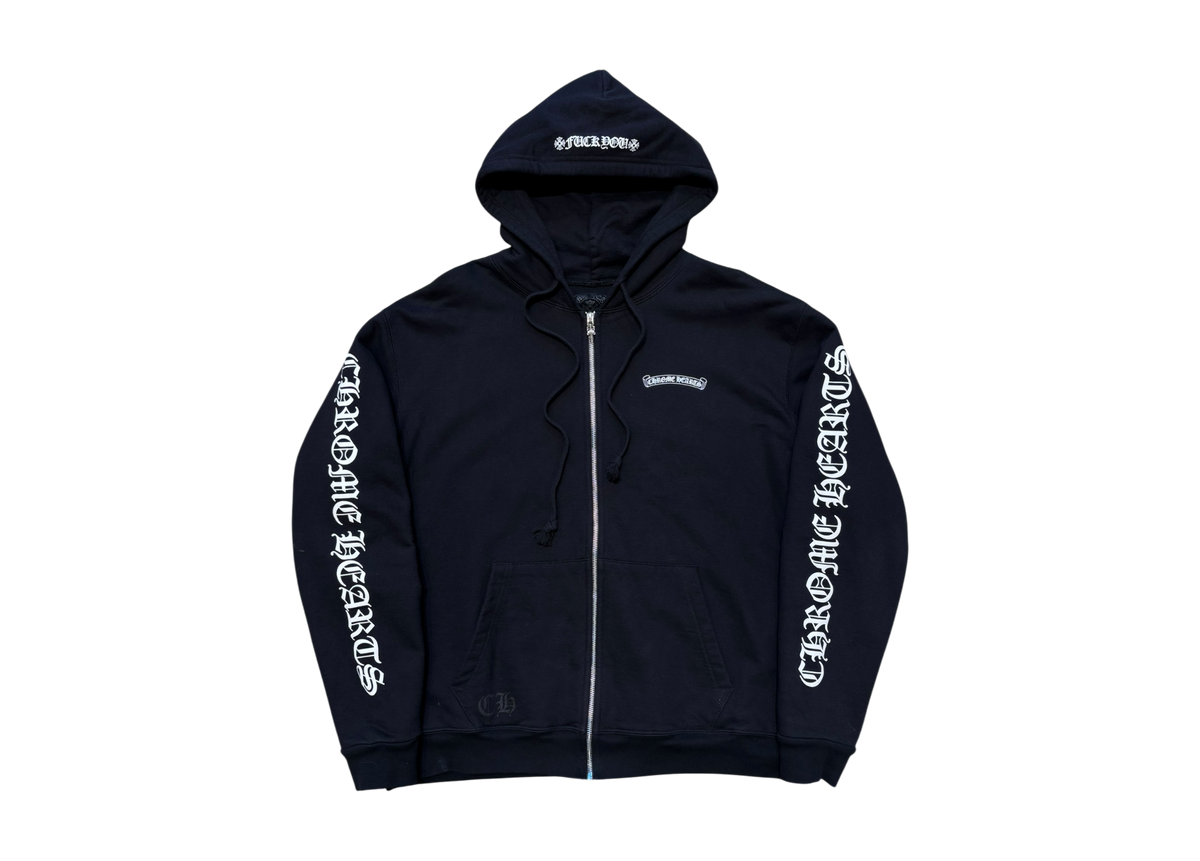 Chrome Hearts Zip Hoodie Thermal Scroll Logo Black