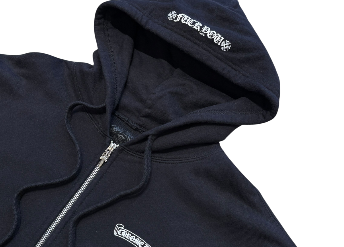 Chrome Hearts Zip Hoodie Thermal Scroll Logo Black