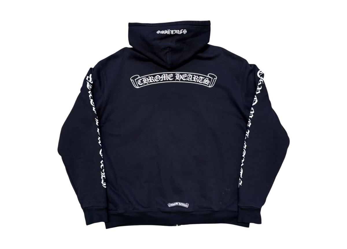 Chrome Hearts Zip Hoodie Thermal Scroll Logo Black