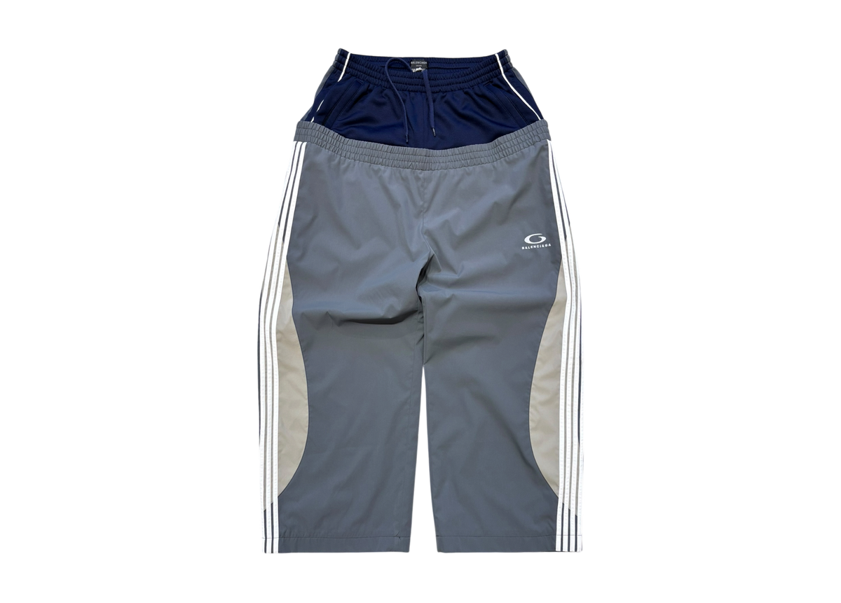 Balenciaga Trackpants Double Waistband Nylon Grey Blue