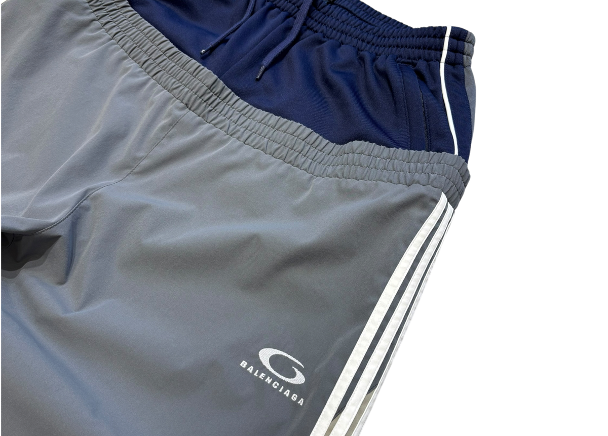 Balenciaga Trackpants Double Waistband Nylon Grey Blue