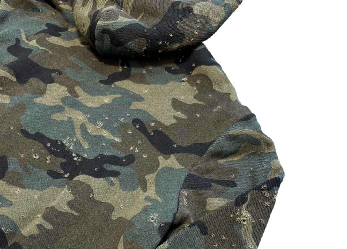 Amiri Zip Hoodie Camo Distressed Green