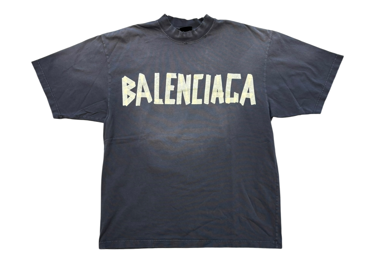 Balenciaga T-Shirt Tape Type Logo Faded Black