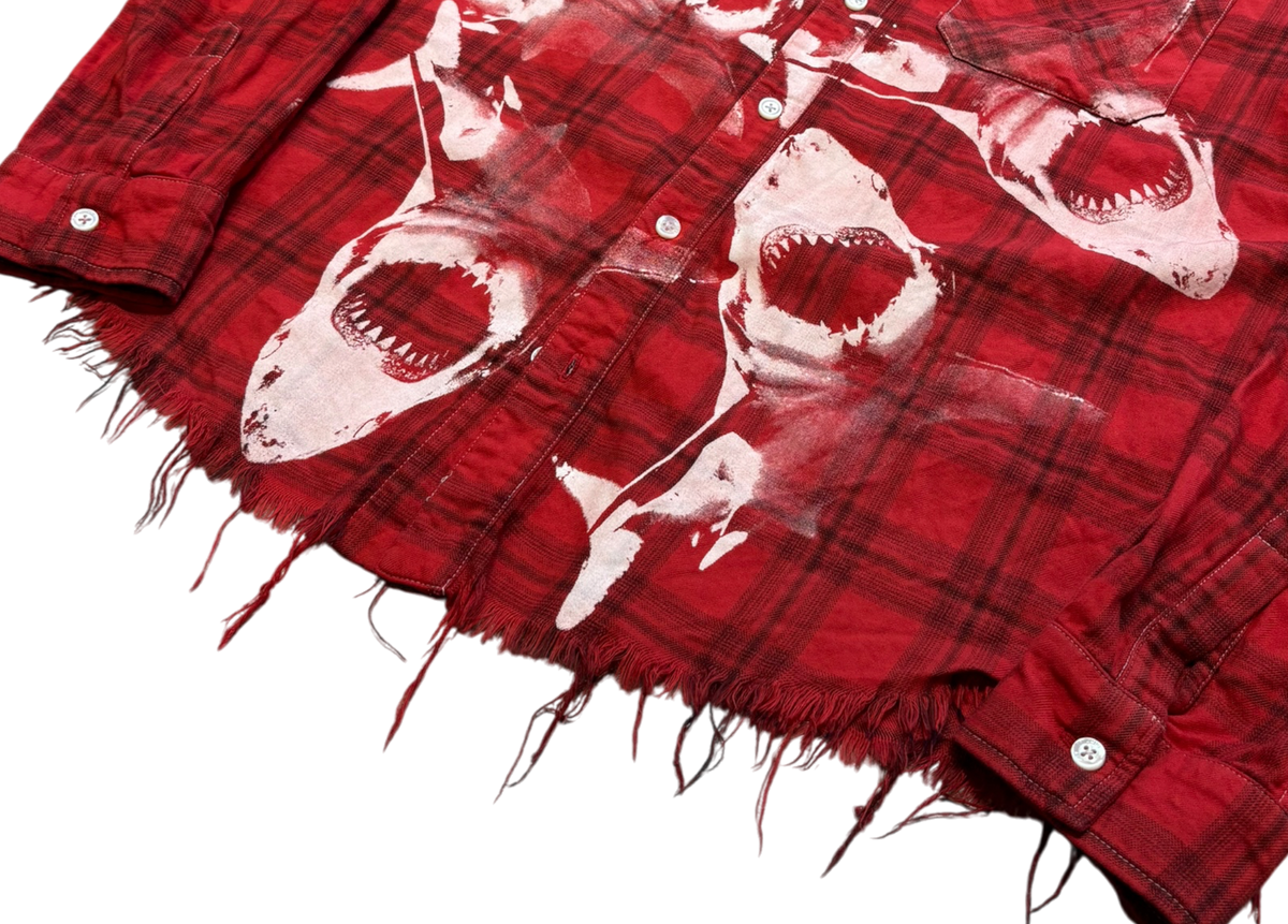 Amiri Shirt Flannel Shark Print Red