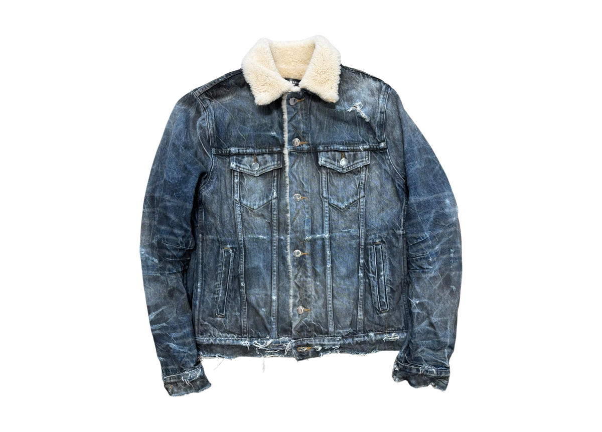 Amiri Jacket Denim Shearling Trucker Blue