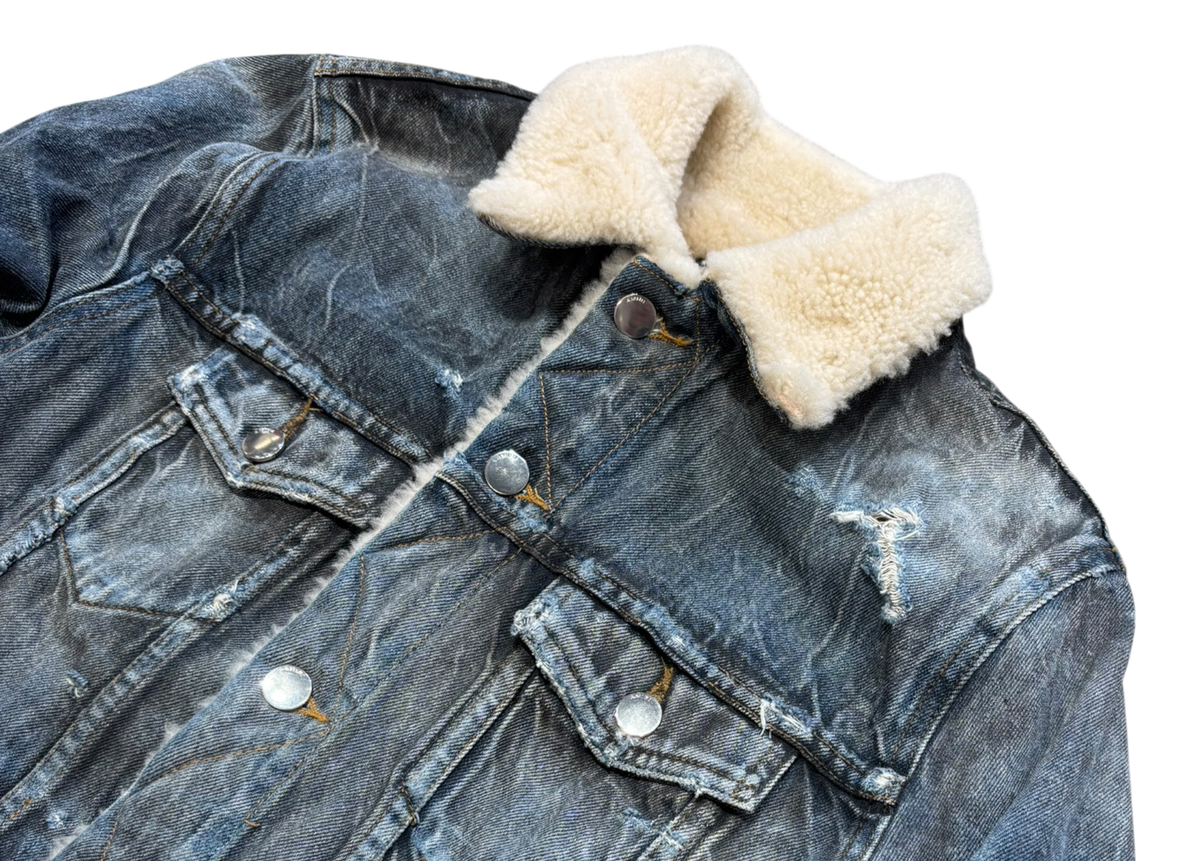 Amiri Jacket Denim Shearling Trucker Blue