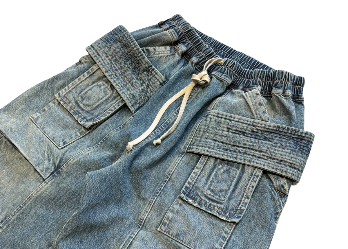 Rick Owens Denim Jeans Creatch Wide Cargo DRKSHDW
