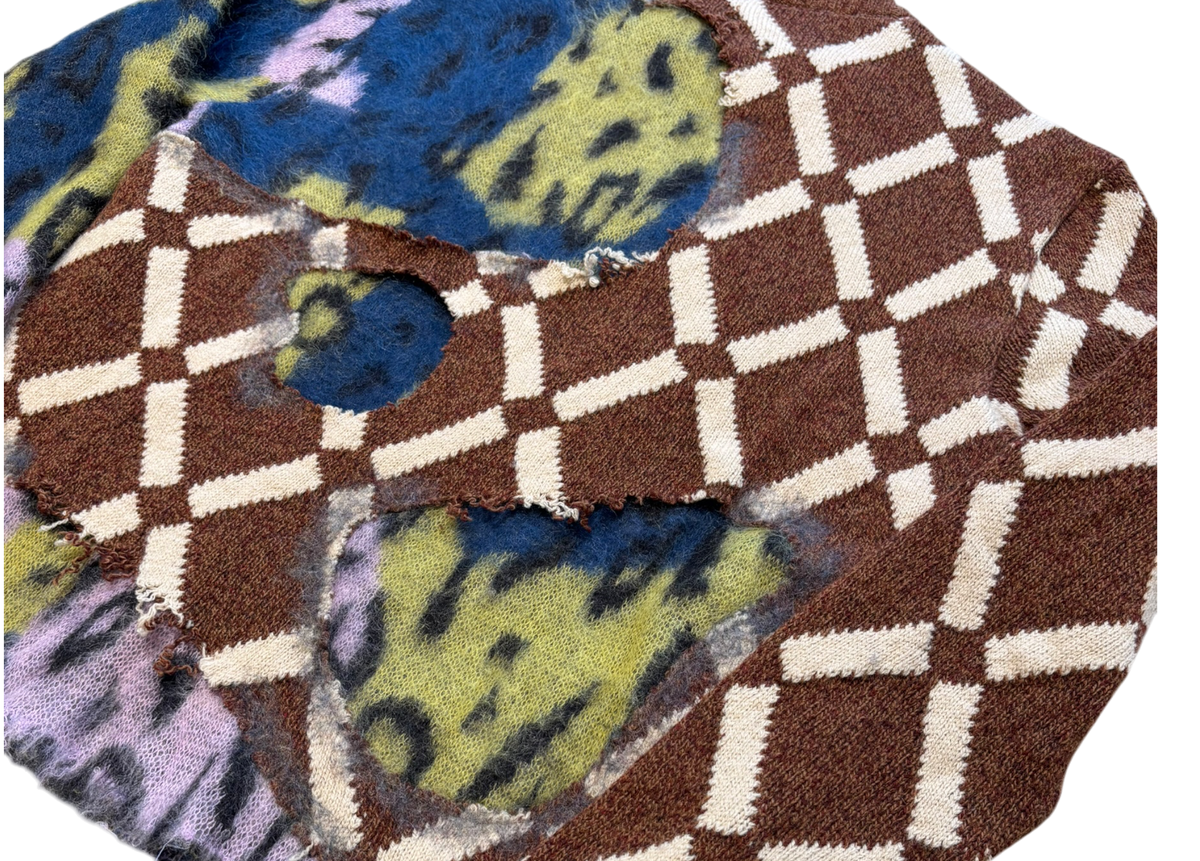Marni Sweater Knit Leopard Argyle Two in One