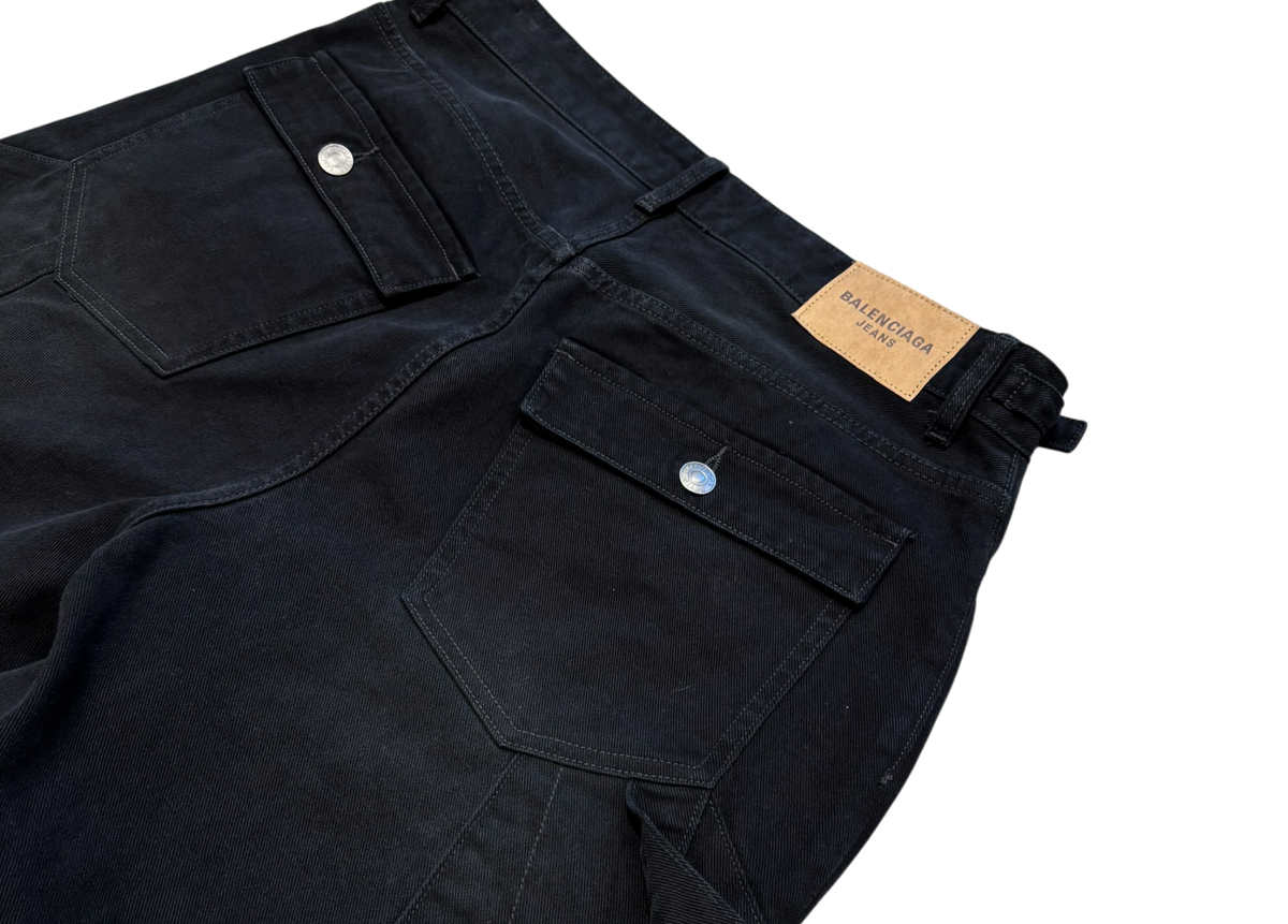 Balenciaga Denim Jeans Multi-Pocket Carpenter Washed Black