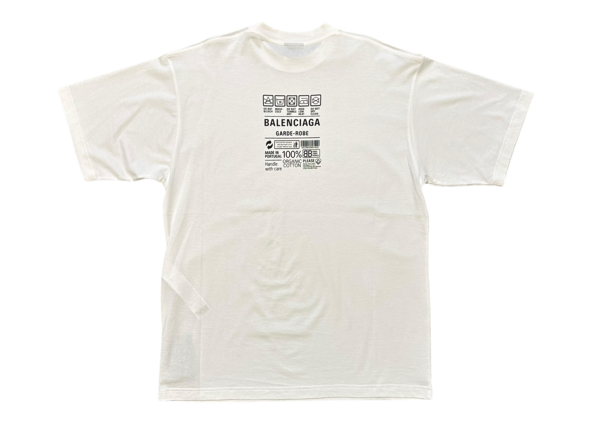 Balenciaga T-Shirt Garde-Robe Care Label White