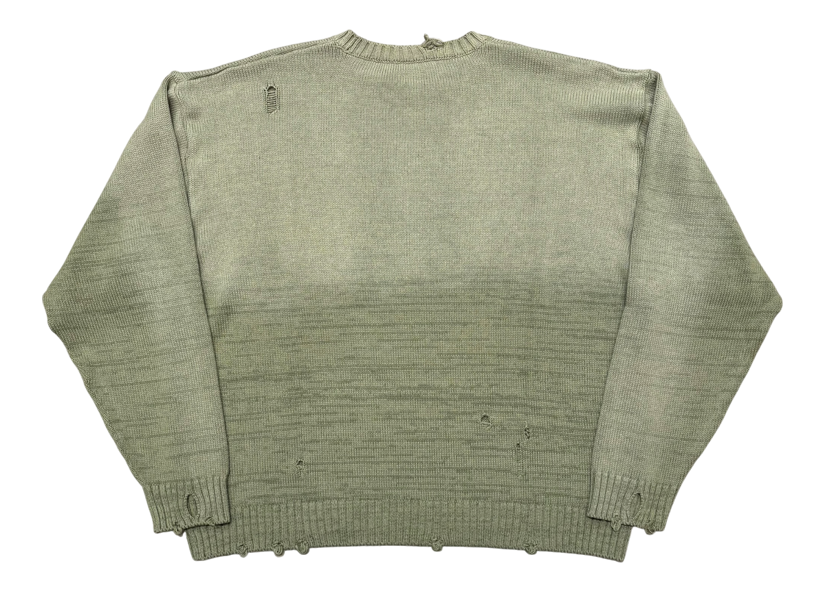 Kapital Sweater Smilie Patch Crew Olive Green