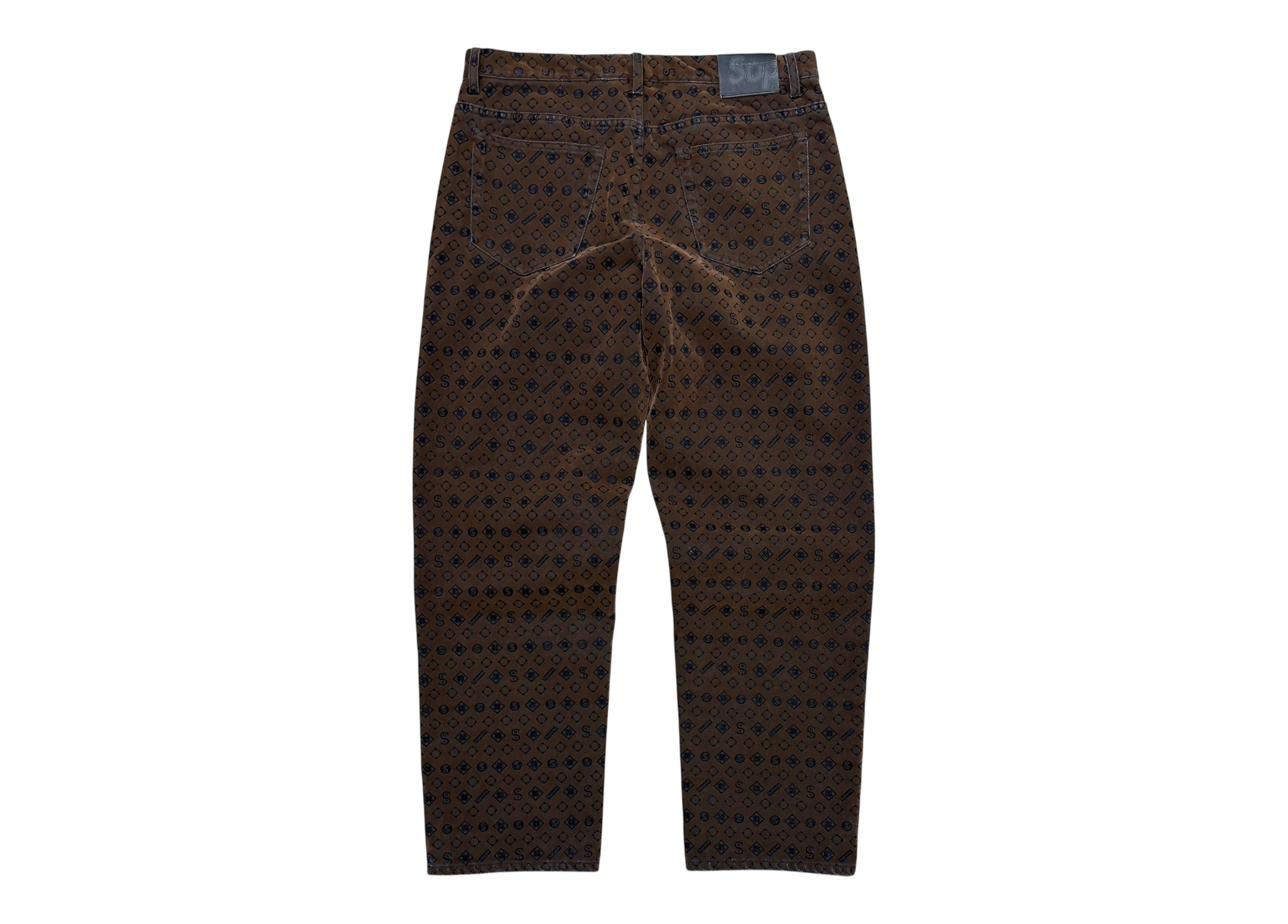 Supreme Pant Velvet All Over Logo Brown COND NEW