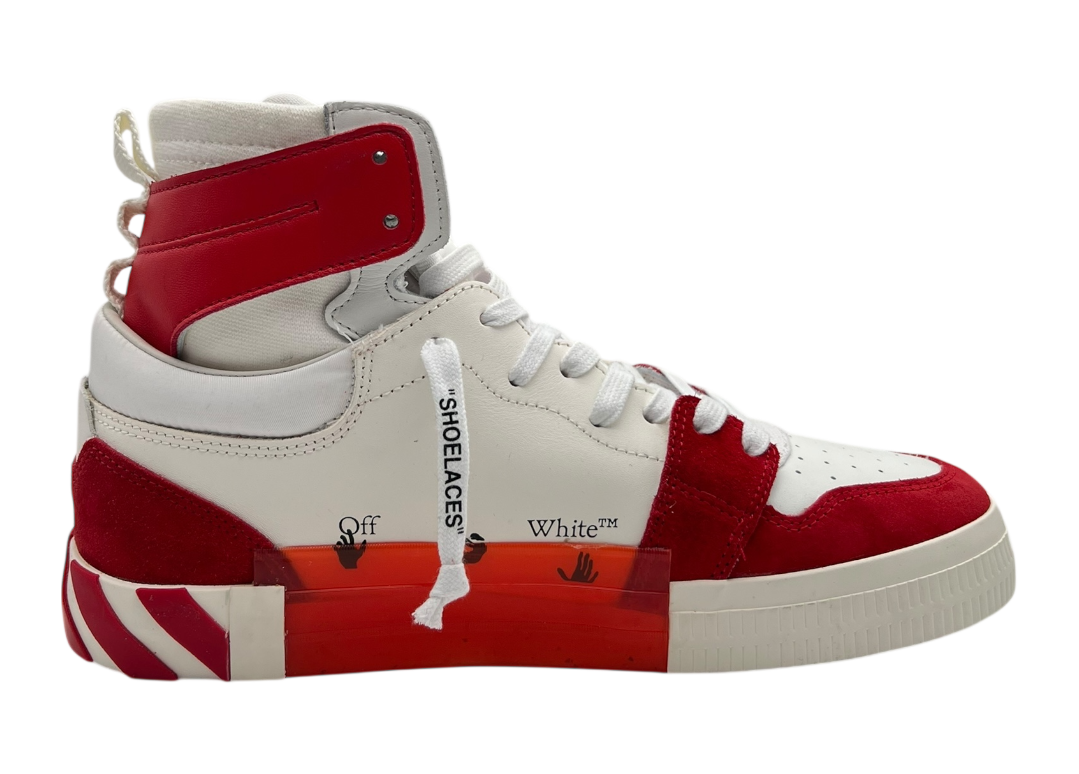 Off-White Vulc High White Red COND NEW (NO BOX)