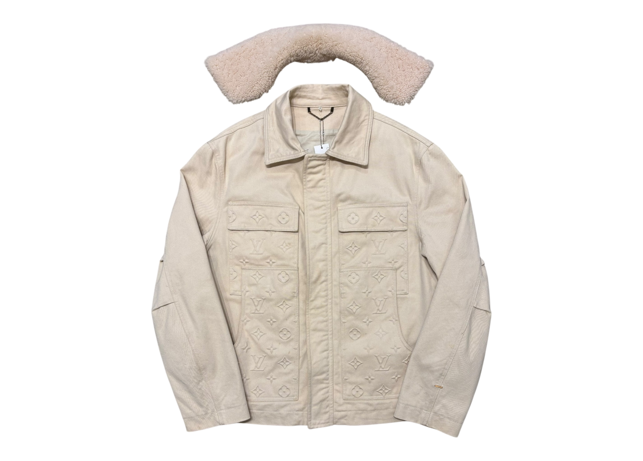 Louis Vuitton Jacket Workwear Cream Monogram COND 8/10