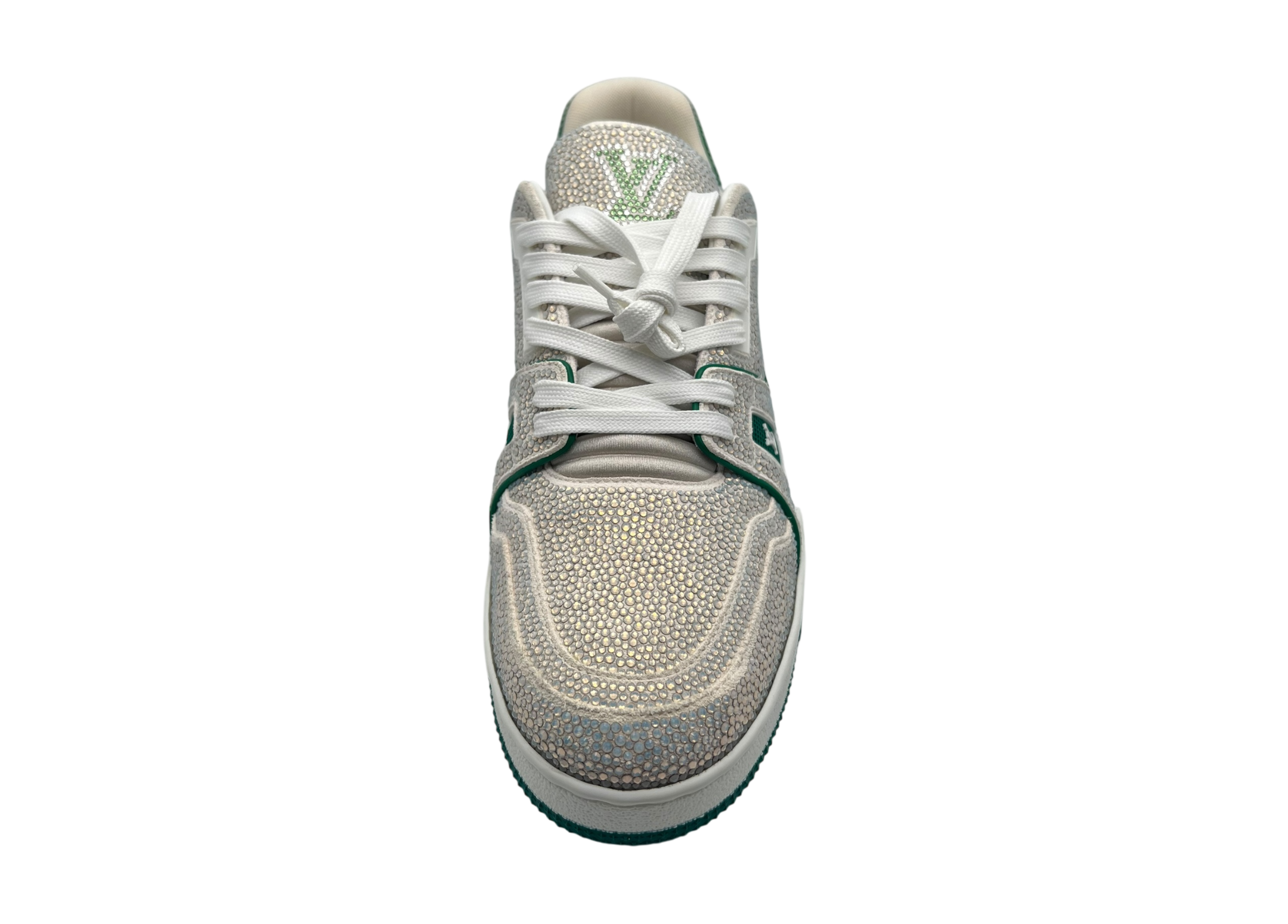Louis Vuitton Trainer Swarowski White Green COND NEW