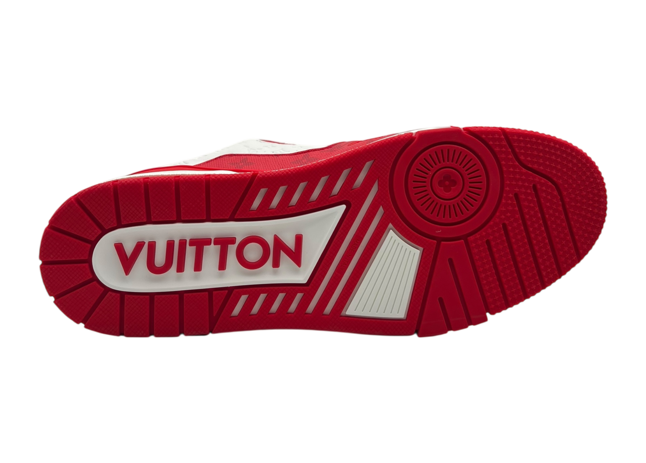 Louis Vuitton Trainer White Red Monogram COND NEW (NO BOX)