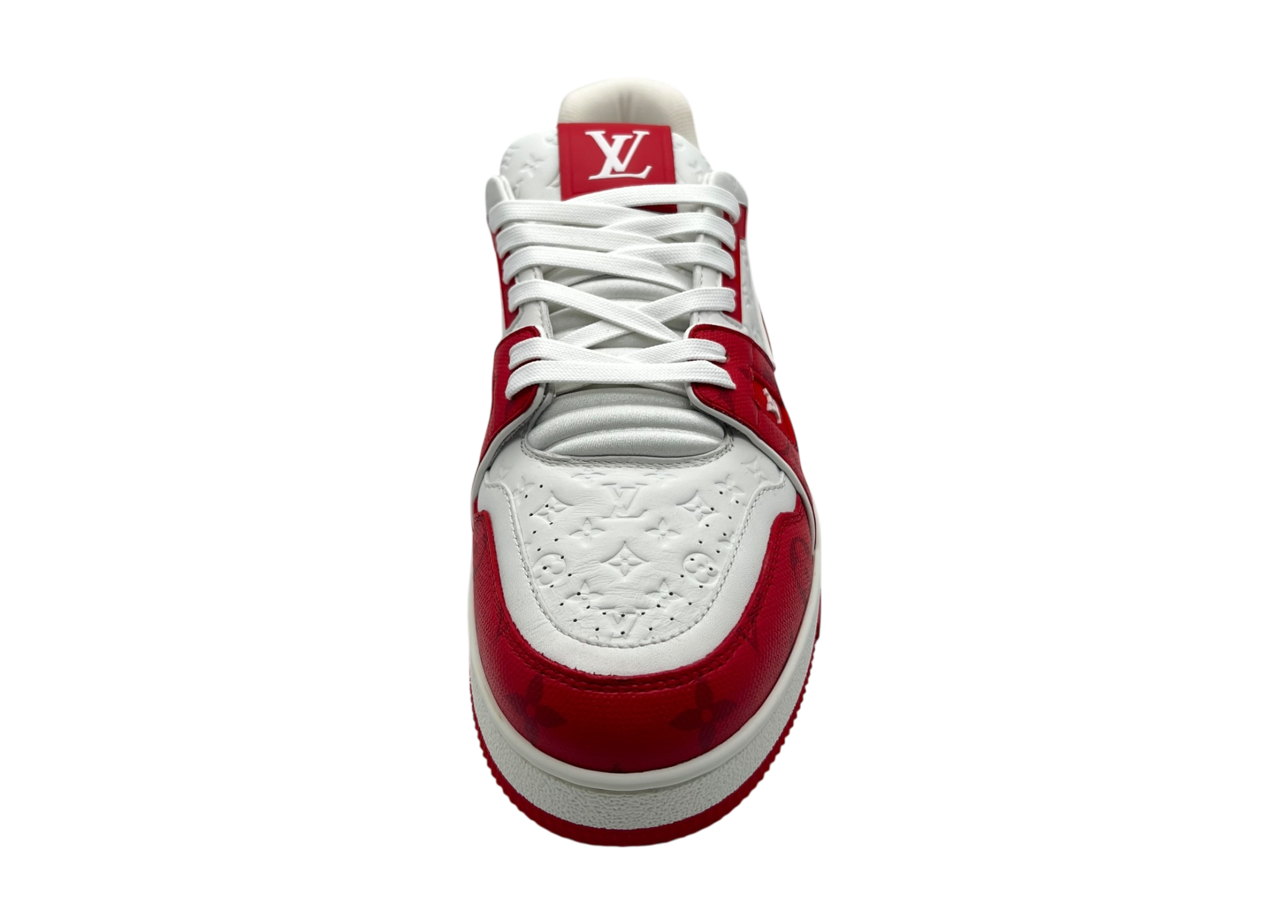 Louis Vuitton Trainer White Red Monogram COND NEW (NO BOX)