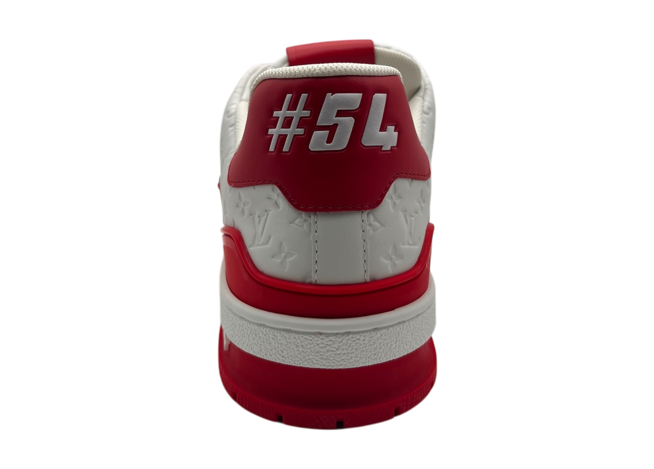 Louis Vuitton Trainer White Red Monogram COND NEW (NO BOX)