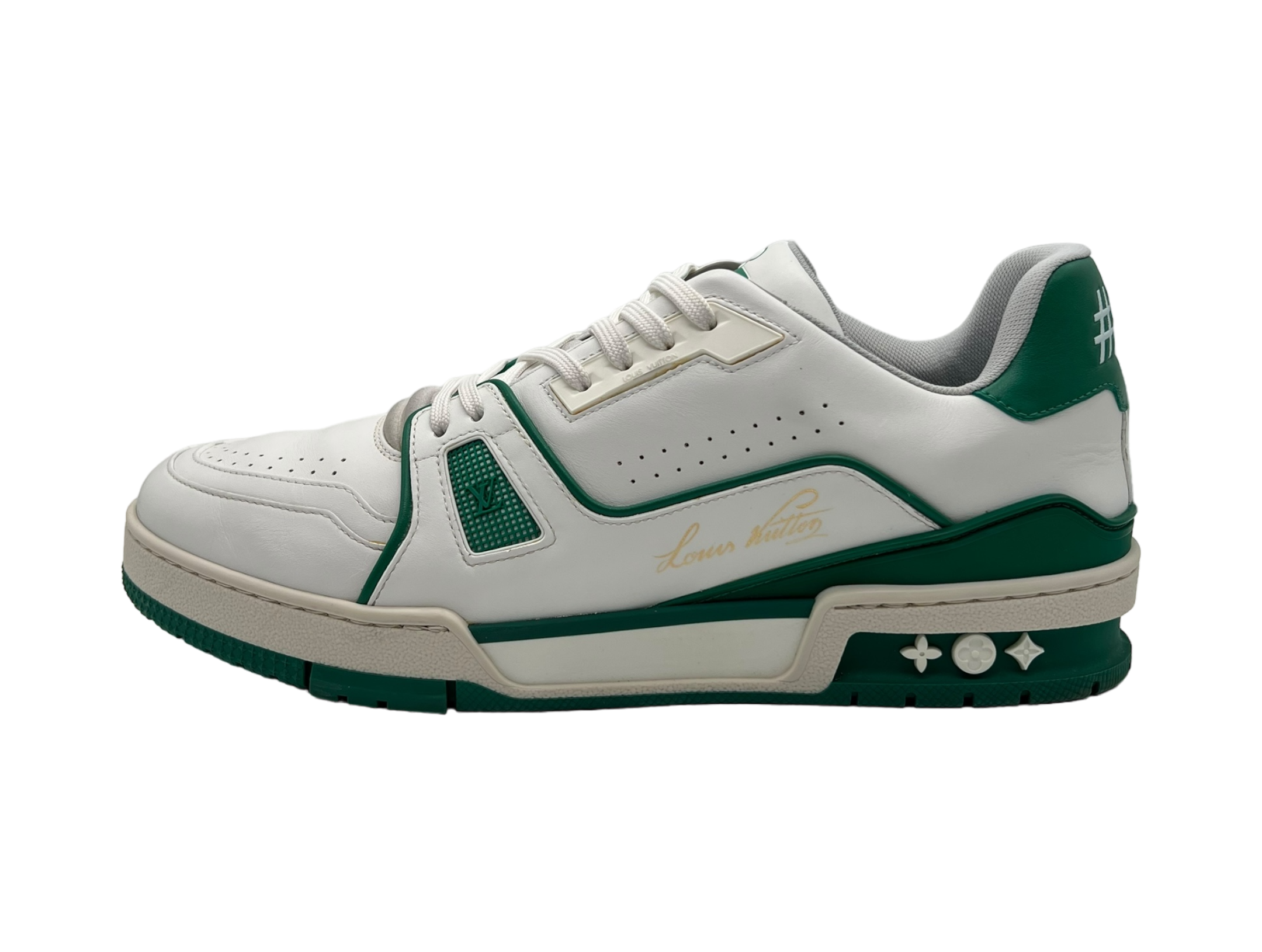 Louis Vuitton Trainer White Green COND 9/10 (OG ALL)