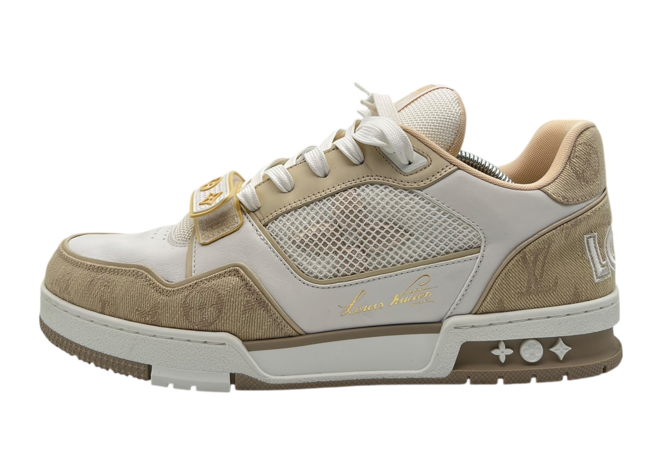 Louis Vuitton Trainer Denim Beige Strap COND 9.5/10 (NO BOX)