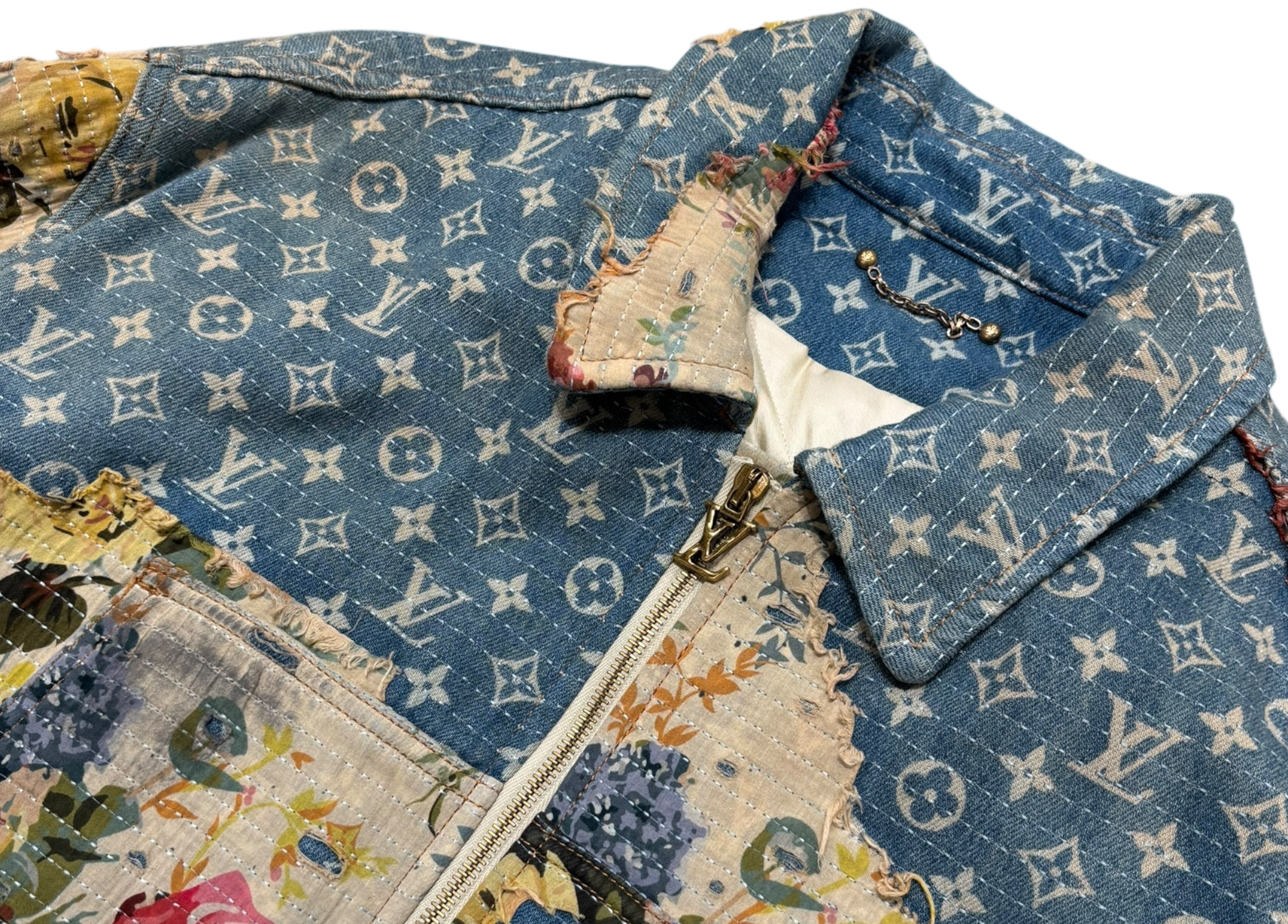 Louis Vuitton Workwear Jacket Monogram Distressed Floral COND 9.9/10