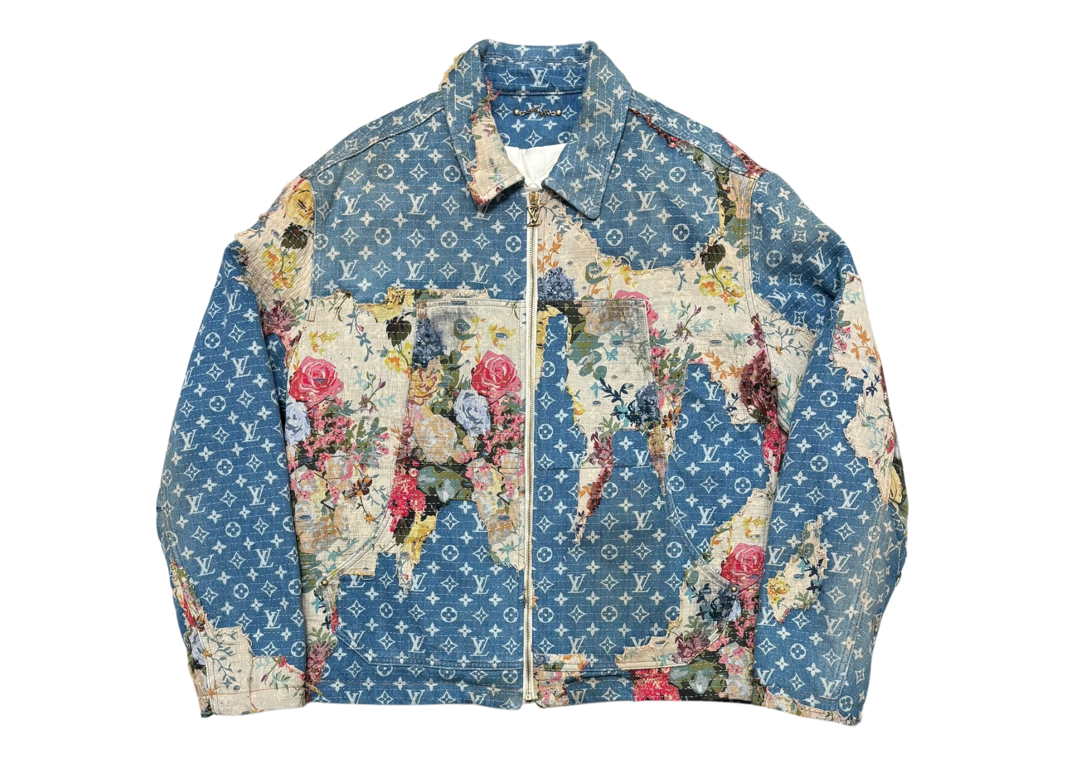 Louis Vuitton Workwear Jacket Monogram Distressed Floral COND 9.9/10
