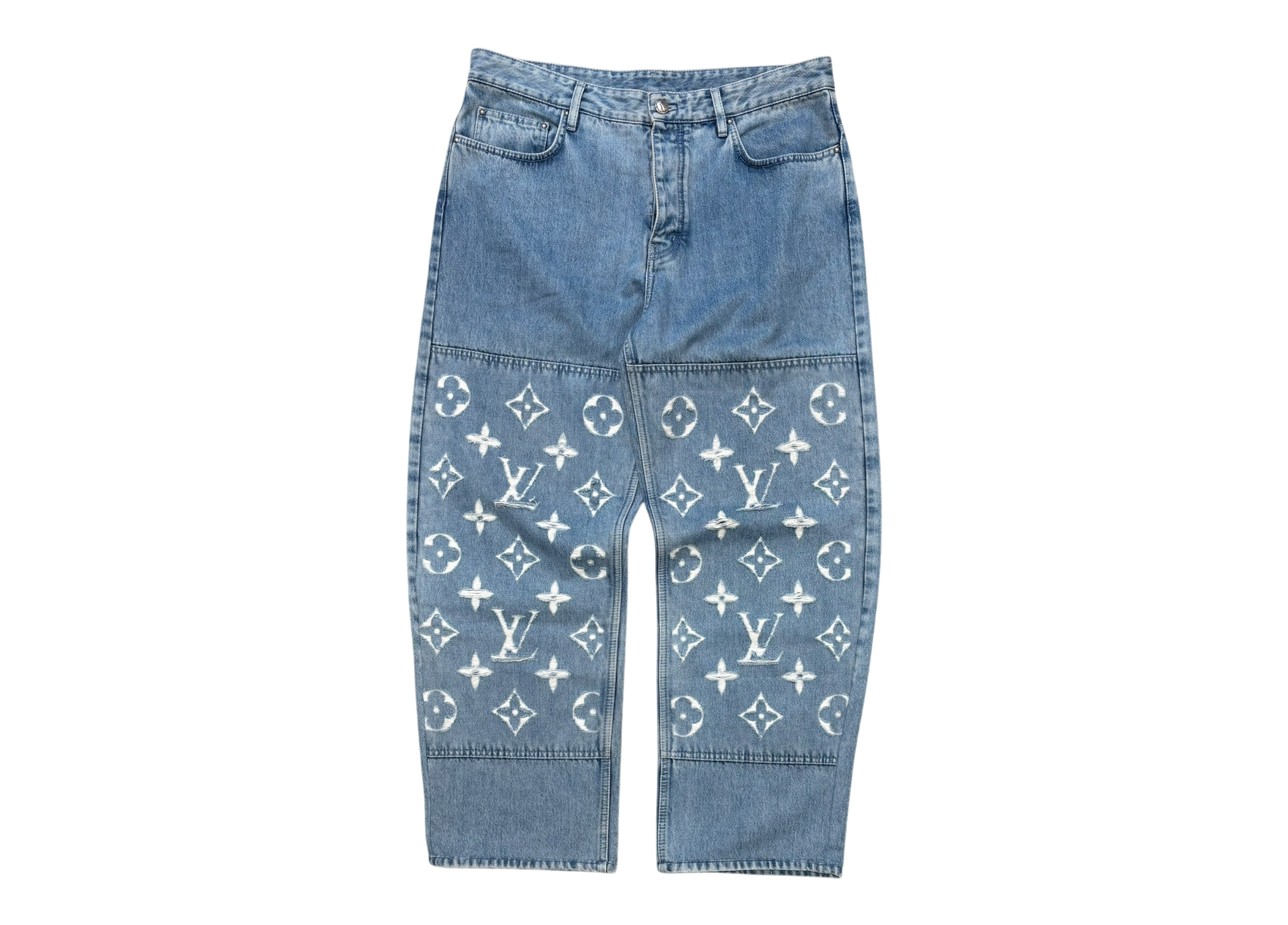 Louis Vuitton Denim Jeans Distressed Monogram COND 9.8/10